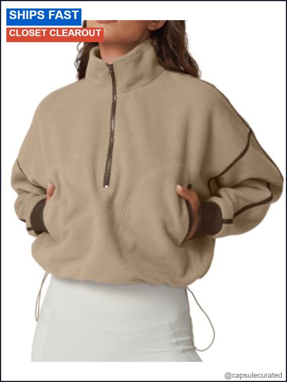 QINSEN Women's Half Zip Fleece Pullover Sweatshirt Sherpa Sweater Top